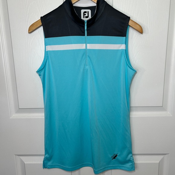 FootJoy Tops - FootJoy Womens Sleeveless Golf Polo Shirt Top Athletic Turquoise Black M